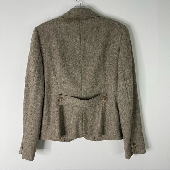 Ann Taylor tan wool bow button preppy office blazer 8P - Picture 7 of 7